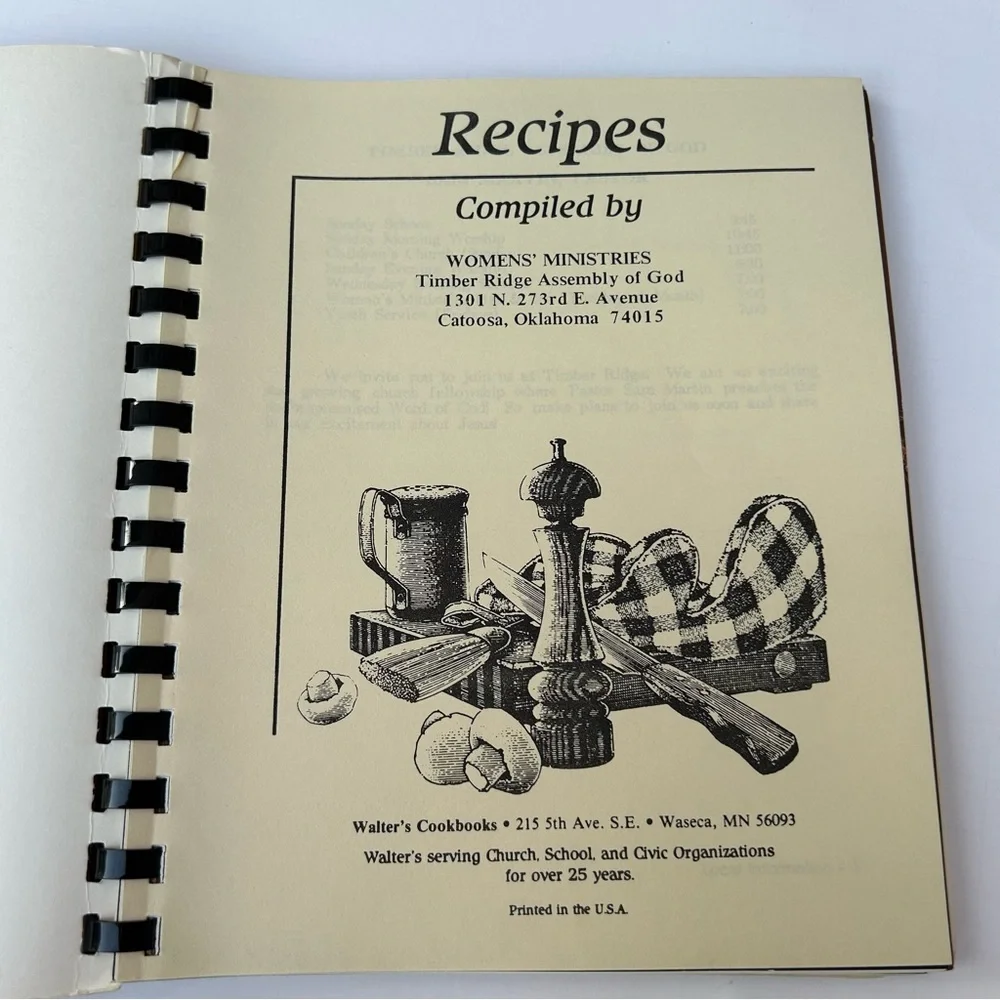 Spirit Of Cooking Timber Ridge Assembly Of God Catoosa Church Cookbook Vintage